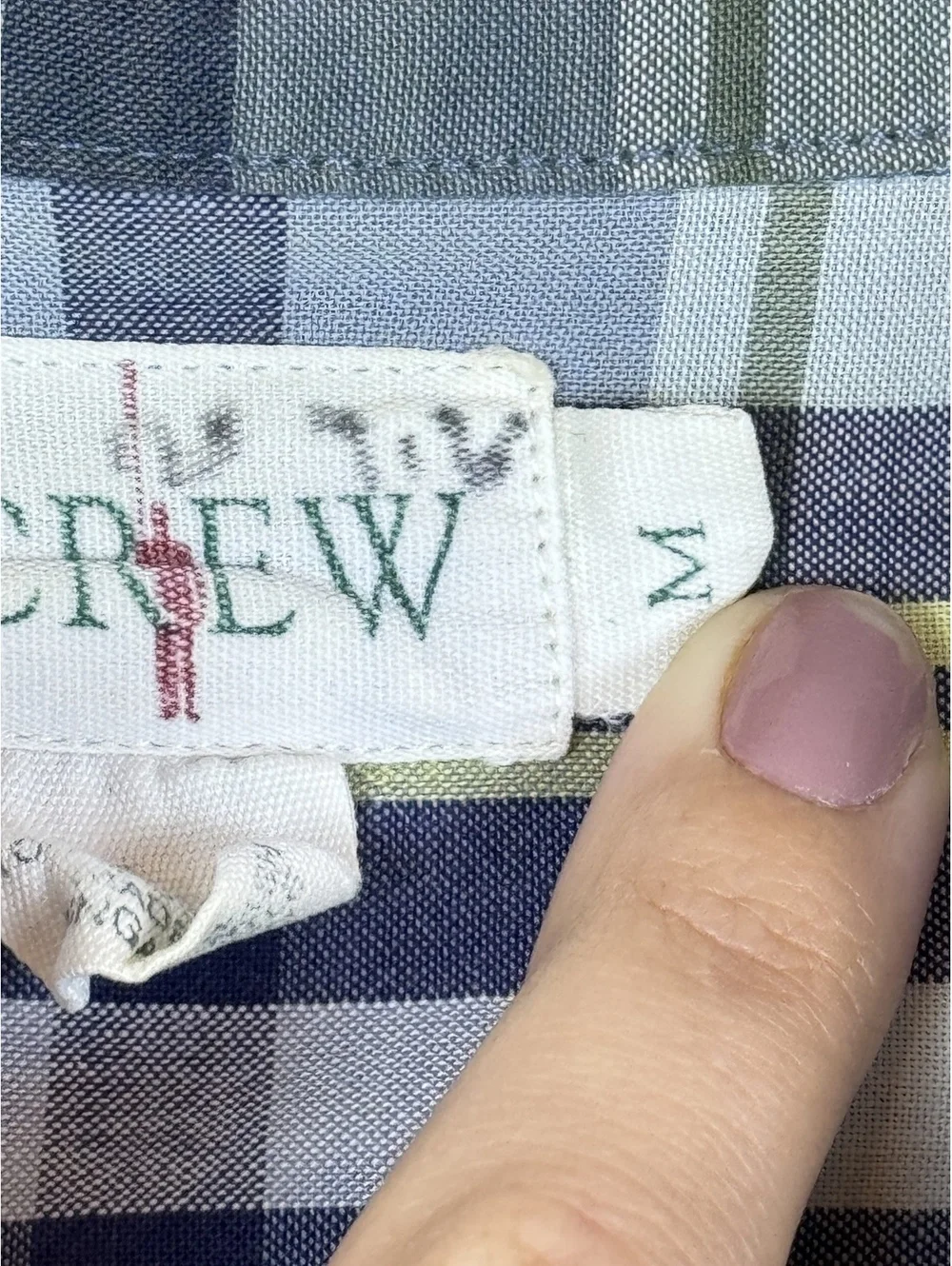 Vintage J.Crew Men’s M Plaid Short Sleeve Cotton Camp Shirt Blue Green 90s